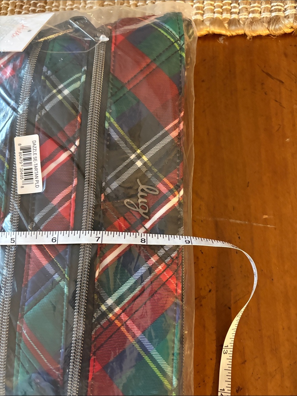 lug Dazxle Tartan Triple-Zip Cosmetic Pouch - Red Green Black NWT - Picture 10 of 10